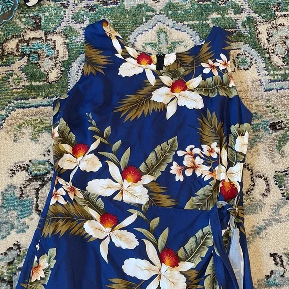 princess polly baby blue dress Plus Size Tropical Hibiscus Flower Print Hawaii Tank Dress [48% OFF] main image 0